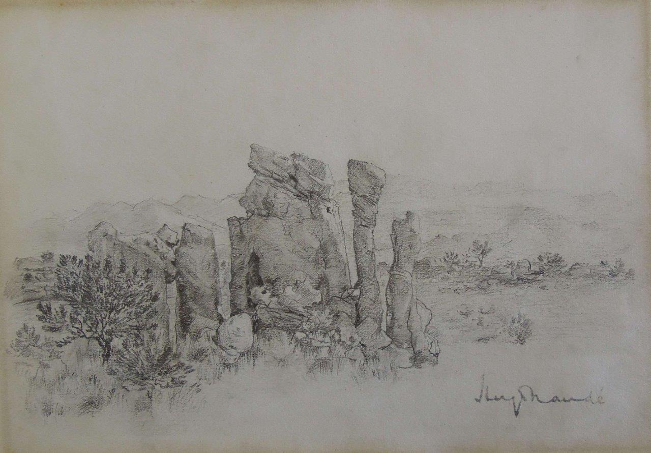 Sketch of Landscape with eroded boulders